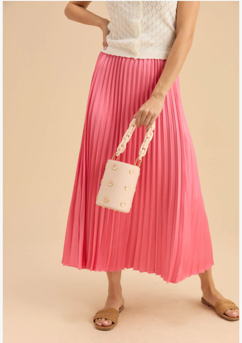BR.HB.21936-2110 :: GREENWICH BUCKET PINK GOOSE/HACKLE HANDBAG.25
