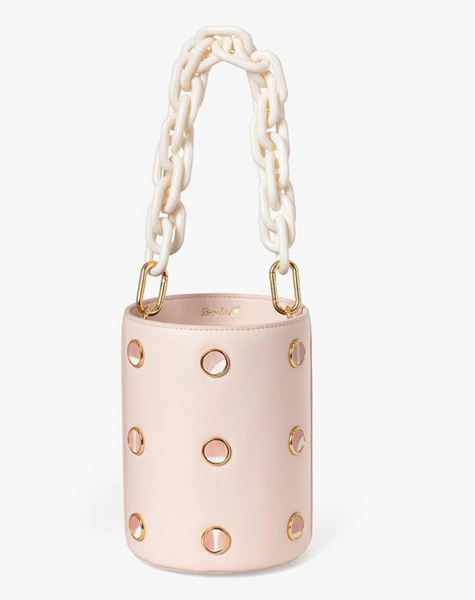 BR.HB.21936-2110 :: GREENWICH BUCKET PINK GOOSE/HACKLE HANDBAG.25